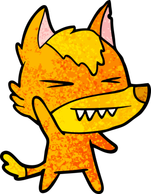 Bir insan tarafından çizilmiş tilki çizgi film karakteri