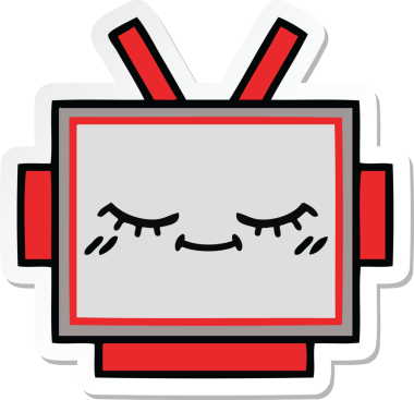 Bir insan tarafından çizilmiş şirin bir robot kafasının çıkartması.