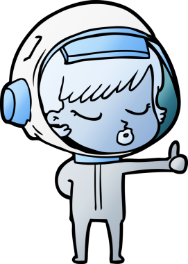 Bir insan tarafından çizilmiş güzel astronot kız.