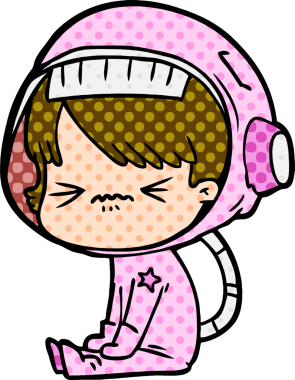 Bir insan tarafından çizilmiş kızgın uzay kızı.