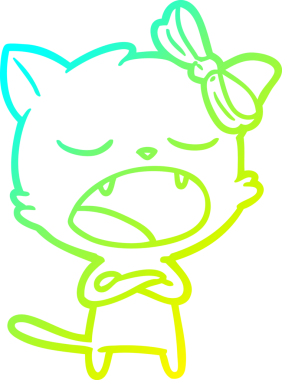 Bir insan tarafından çizilen esneyen bir çizgi filmin soğuk gradyan çizimi