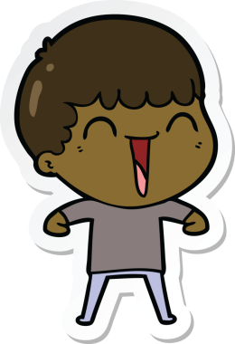 Bir insan tarafından çizilmiş mutlu bir adamın çıkartması.