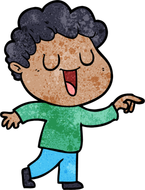 Bir insan tarafından çizilmiş gülen çizgi film adamı.