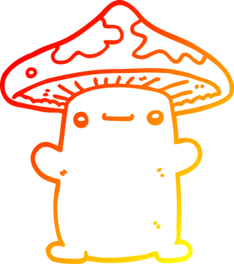 Bir insan tarafından çizilmiş bir mantarın sıcak gradyan çizimi