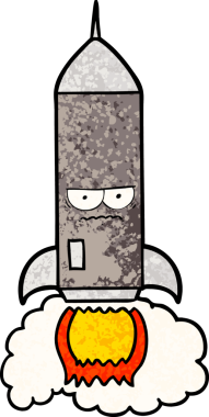 bir insan tarafından çizilmiş çizgi film roketi