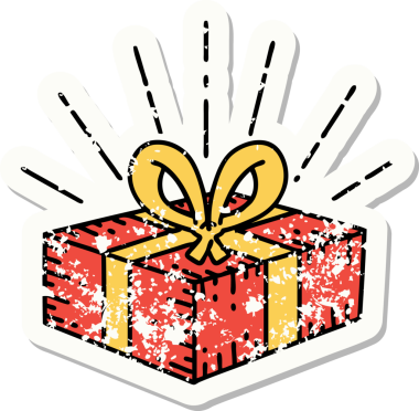 Bir insan tarafından çizilmiş dövme stili eski bir çıkartma.