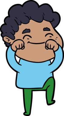 Bir insan tarafından çizilmiş çizgi film dostu bir adam.