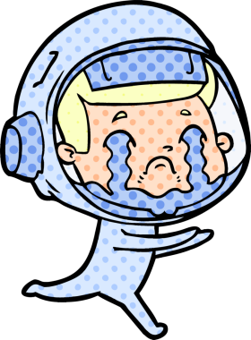 Bir insan tarafından çizilmiş ağlayan astronot çizgi filmi.