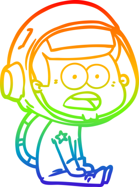 gökkuşağı gradyan çizgi çizimi bir insan tarafından çizilmiş astronot şaşırttı