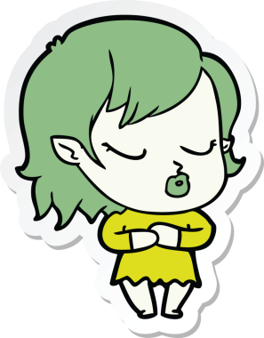 Bir insan tarafından çizilmiş şirin bir vampir kızın çıkartması.