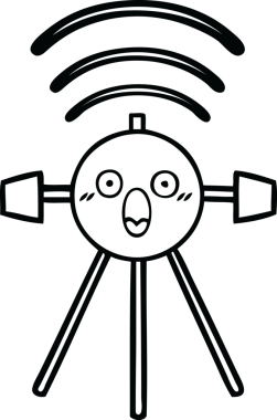 Bir insan tarafından çizilmiş bir uydu karikatürü.