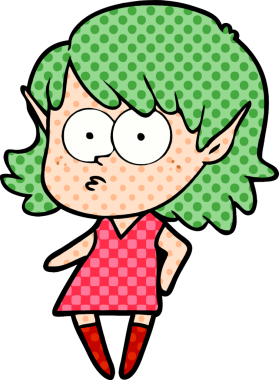 Bir insan tarafından çizilmiş çizgi film elf kızı.