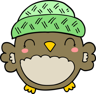 Bir insan tarafından çizilmiş şapkalı sevimli baykuş.