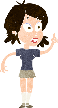 Çizgi filmdeki kadın bir insan tarafından çizilmiş sorular soruyor.