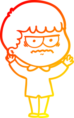 Bir insan tarafından çizilmiş, kızgın bir çizgi film karakteri.