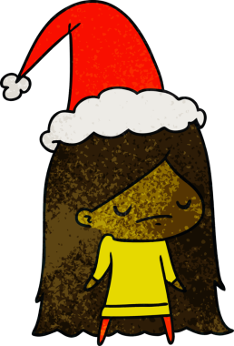 Bir insan tarafından çizilmiş kawai kızının el çizimi karikatürü.