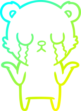 Bir insan tarafından çizilmiş ağlayan çizgi film ayısının soğuk gradyan çizgisi.