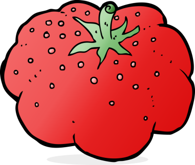 Bir insan tarafından çizilmiş domates çizgi filmi.