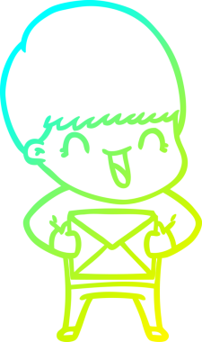 Bir insan tarafından çizilmiş mutlu çizgi film çocuğu çizimi.