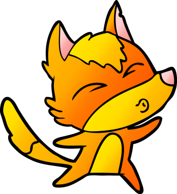 Bir insan tarafından çizilmiş tilki çizgi film karakteri