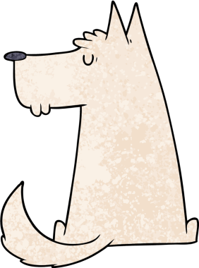 Bir insan tarafından çizilmiş şirin bir çizgi film köpeği.