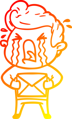 Bir insan tarafından çizilmiş, ağlayan bir çizgi film karakteri.