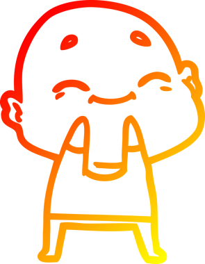 Bir insan tarafından çizilmiş, mutlu kel bir adamın çizgi çizimi.