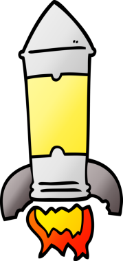 bir insan tarafından çizilmiş vektör gradyan çizim roketi