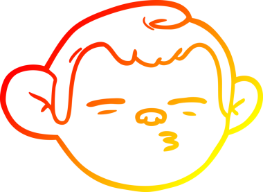 Bir insan tarafından çizilmiş bir maymun suratının sıcak çizgi çizimi