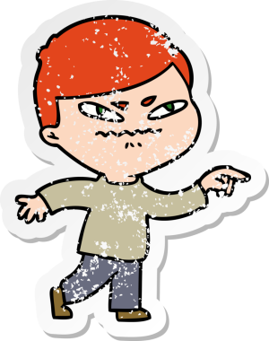 Bir insan tarafından çizilmiş kızgın bir adamın sıkıntılı çıkartması.