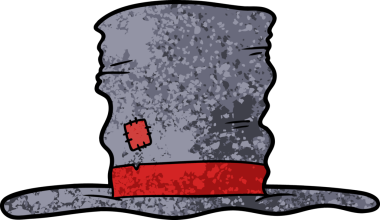 Bir insan tarafından çizilmiş eski bir şapka karikatürü.