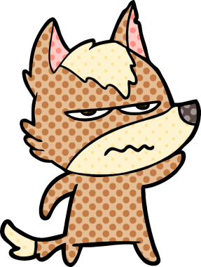 Bir insan tarafından çizilmiş rahatsız kurt çizgi filmi.