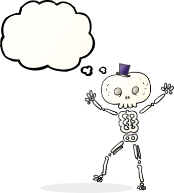 Bir insan tarafından çizilmiş serbest çizim balon karikatür dans iskeleti