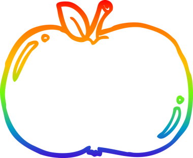 gökkuşağı gradyan çizgi çizimi bir insan tarafından çizilmiş elma çizgi