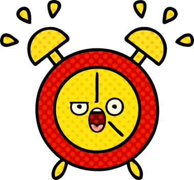 bir insan tarafından çizilmiş bir çalar saatin çizgi roman tarzı