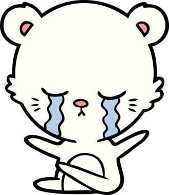 Bir insan tarafından çizilmiş üzgün küçük kutup ayısı çizgi filmi.