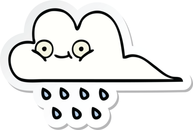 Bir insan tarafından çizilmiş şirin bir yağmur bulutunun çıkartması.