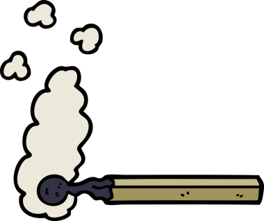 Bir insan tarafından çizilmiş karikatür yanmış kibrit.