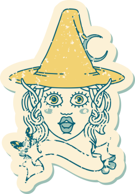 Retro Dövme Biçimi Elf karakteri bir insan tarafından çizilmiş