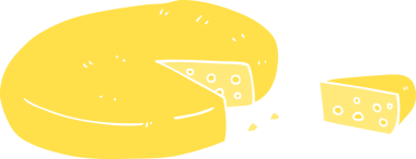 Bir insan tarafından çizilen peynirin düz renk çizimi