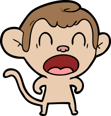 Bir insan tarafından çizilmiş bağıran çizgi maymun.