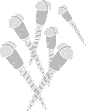 Bir insan tarafından çizilen vidaların düz renk çizimi