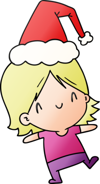 Bir insan tarafından çizilmiş Kawai kızının el çizimi gradyan çizgi filmi.