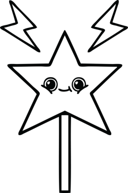 Bir insan tarafından çizilmiş sihirli bir değnek çizimi.