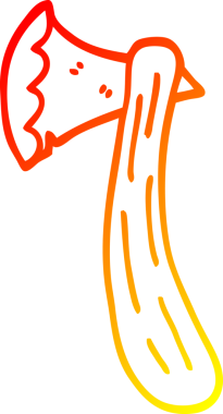 Bir insan tarafından çizilmiş bir baltanın sıcak çizgi çizimi