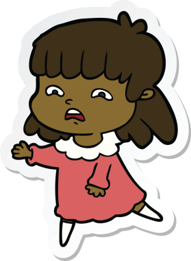 Bir insan tarafından çizilmiş endişeli bir karikatür çıkartması.