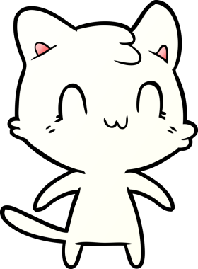 Bir insan tarafından çizilmiş mutlu bir kedi.