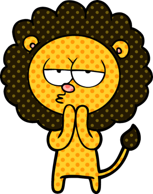 Bir insan tarafından çizilmiş bir karikatür aslanı.