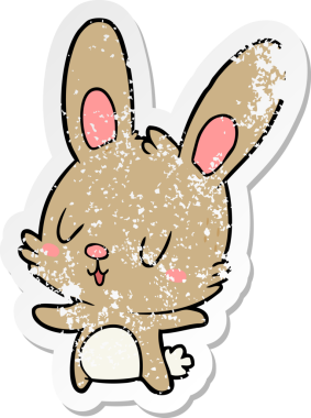 Bir insan tarafından çizilmiş şirin bir tavşanın sıkıntılı çıkartması.