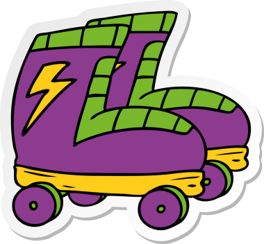 Bir insan tarafından çizilmiş patenlerin el çizimi çizgi film karikatürü.